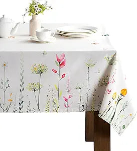 Maison d' Hermine Table Cloth Rectangle Table 100% Cotton 70 x 140 Inches Tablecloth Reusable Decorative for Dining Kitchen Room Farmhouse Party Home Hotel Restaurant Spring Summer - Botanical Fresh