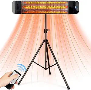 Paraheeter Electric Outdoor Heater, Infrared Patio Heater for Outdoor/Indoor Use, Wall Mounted/Ceiling/Tripod Infrared Heater Outdoor, 1500W Electric Patio Heater, CSA certificate.