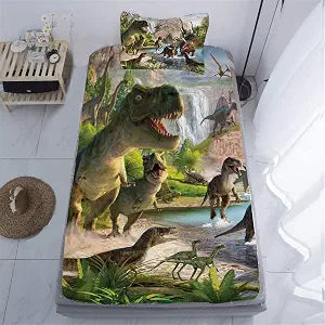 Dinosaurs Bed Sheets Twin for Boys,3D Realistic Dinosaur Green Fitted Sheets Set Ancient Jungle Dinosaur Bed Sheet Kids Soft Microfiber Bedding Sheets Set,Twin Size(2pc)