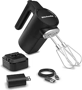KitchenAid Go Cordless Hand Mixer, Metal - KHMR762, Black Matte
