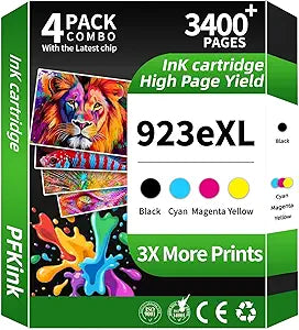 923e 923xl Ink Cartridges Combo 4-Pack with Chip Replacement for HP Ink 923e 923 for OfficeJet 8120e 8122e 8124e Pro 8135e 8138e 8139e 8130e 8132e(4pack)
