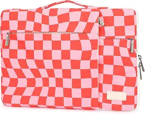 360 Protective 3 Pockets Laptop Sleeve Case Bag with Handle for MacBook Air 15 inch,MacBook Pro 16 inch and 15.6 inch Screen Laptop (Grid)