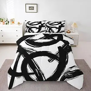 Erosebridal Black White Abstract King Comforter Set