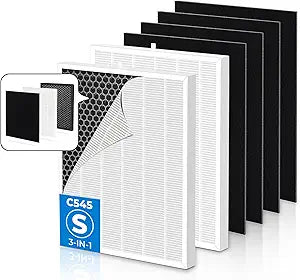 Facecool [Upgraded C545 Replacement Filter S Compatible with Winix C545 Air Purifier, 2 True HEPA/Activated Carbon Combo Filters + 4 Carbon Pre-Filter, Part# 1712-0096-00, 2522-0058-00