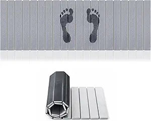 Long Foldable Stone Bath Mat 47.2"x15.7" Large Diatomaceous Earth Bath Mat with Non-Slip Rubber Base Super Absorbent Fast Drying for Bathroom Kitchen Long Roll Out Floor Mats Grey