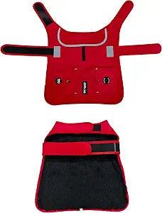 Joyride Harness FrostFlex Dog Winter Jacket - Fleece Lined & Water-Resistant - Snowsuit with Pockets for Treats & Poop Bags - Durable Cold Weather Dog Coat - Red Rush-S