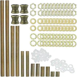 136 Pcs All Threaded Lamp Pipe Nipple, Lamp Rod Parts for Repair