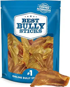 Best Bully Sticks Half Pig Ears for Dogs - 25 Count (Pack of 1) - All-Natural, USA Baked and Packed, Single Ingredient, 100% Pork, Easily Digestible - Puppies, Small, Medium, Large Breed