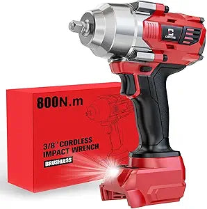 Cerycose Cordless Impact Wrench 3/8" Compatible with Milwaukee 18V Battery, 600Ft-lbs (800Nm), Brushless Electric Impact Driver, 2400 RPM, LED Light Compact, Light-Duty(No Battery)