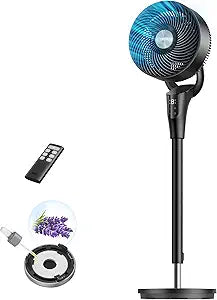 DREO Fan for Bedroom, 2026 Upgraded, 90ft Airflow, 20dB Quiet Fan, 90┬░ Oscillating Standing Fan for Whole Room, DC Motor, 8+H Speeds, 3 Modes, 38-42'' Adjustable Height, 8H Timer, 105┬░ Manual Vertical