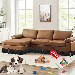 LEICHTEN 6.7" H x 248" L in Total Under Couch Blocker, Adjustable Length Couch Blockers for Pets, Couch Blockers Keep Cat Dog Off Couch, Fits Loveseat, Sofa, Couch, Black