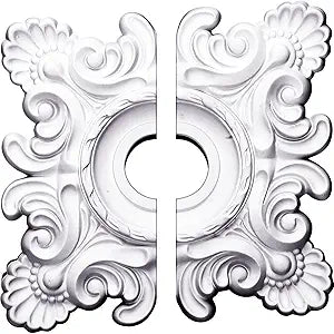 Ekena Millwork CM18CR2 18"W x 18"H x 3 1/4"ID x 1 1/2"P Crawley Ceiling Medallion, Fits Canopies up to 6-3/4", 2 Piece