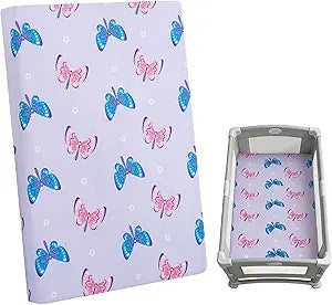 Viviland Toddler Mattress, 38" X 26" Pack N Play Mattress Premium Soft Foam Portable for Pack and Play Topper, Breathable and Comfortable, Purple Butterfly Printed Mini Pad for Baby Mattresses