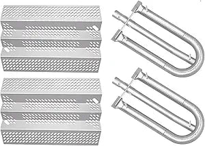 92461 2 Pack Heat Plate and 2 Pack 12461 Grill Burner Repair Kit Replacement Grill Parts for American Outdoor Grill 24NB 24NG 24NP Gas Model