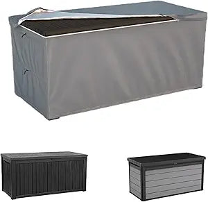 Deck Box Cover - Outdoor Storage Box Cover 150 Gallon, Heavy Duty 600D Oxford Cloth Water And Dust Resistant, Size 63 x 30 x 28 Inches Fits Most Patio Box.