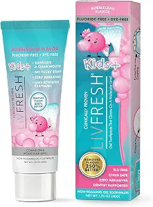 LIVFRESH Kids Toothpaste Gel, Clinically Proven, Fluoride-Free, Bubblegum