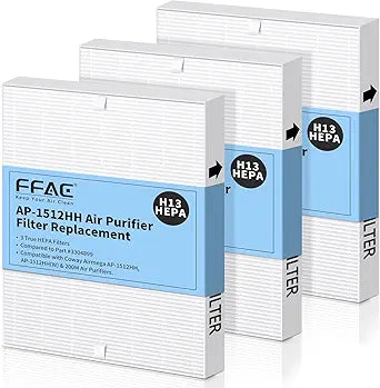 3 Pack AP-1512HH Air Purifier Replacement Filter for Coway Airmega AP-1512HH and Airmega 200M Air Purifiers, AP-1512HHS HEPA Filter Compared to Part #3304899