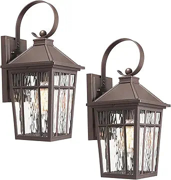 Outdoor Porch Light, 2-Pack Exterior Wall Lights for House, Waterproof 18'' Oil-Rubbed Bronze Outdoor Sconce Lighting with Water Ripple Glass for Front Door Porch Patio Garage Garden