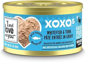 I AND LOVE AND YOU XOXOs Wet Cat Food - Whitefish + Tuna Pt - Grain Free, Filler Free, 3oz Pack of 24 Cans