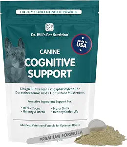 Dr. Bills Canine Cognitive Support Supplement for Adult, Senior & Elderly Dogs Memory, Brain Function & Cognitive Health Support - Lion's Mane Mushrooms, DHA, Ginkgo & More