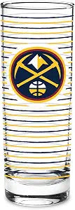 Rico Industries NBA Basketball 13oz Collins Glass Tall Clear Glass Tumbler for Cocktails, Mixed Drinks, and Everyday Beverages, Durable HighballStyle Drinkware