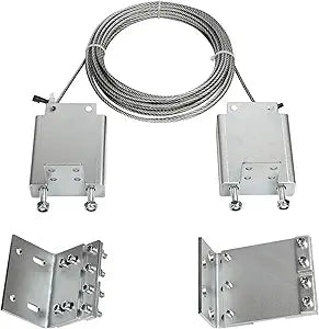 Heavy Duty Telescopic Sliding Gate Opener Hardware Kit - Space Saving Driveway Gate System with 33ft Stainless Steel Cable, Sealed Bearing Pulleys, Galvanized Brackets & Mounting Bolts for Farm Home