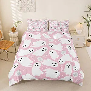 Feelyou Pink Halloween Cartoon Duvet Cover Queen Size