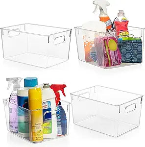 ClearSpace Clear Plastic Storage Bins Pantry Organizers & Storage Containers, Cabinet Organizer - Home Organization Must Haves for Kitchen, Laundry Room, Office, Closet, Garage & Freezer