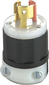 Leviton 15/10-Amp, 125-Volt/250-Volt, Locking Plug, Industrial Grade, Non-Grounding, 7567-C, Black-White