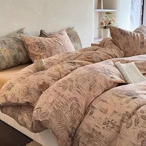 Floral Duvet Cover, Twin Size, Tan