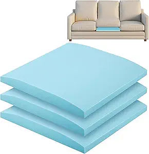 moonoom 22"x22" Couch Cushion Support, Blue Sofa Cushion Sagging Repair, Curved High Density Foam Replacement for Furniture Sagging Seat Sectional Loveseat Chair (3 Pcs)