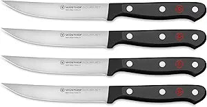 WSTHOF Gourmet 4-Piece Steak Knife Set, Black