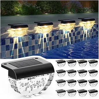 Melunar 16 Pack Solar Deck Lights Outdoor, Solar Step Lights Waterproof for Outside, Yard, Patio, Garden, Pool, Railing, Stairs, Fence (Warm White)