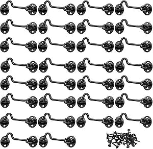 4in Barn Door Latch 30Pack Door Lock Hardware, Sliding Door Lock Eye Hook Latch with Screws, Rust-Resistant Metal Gate Latch