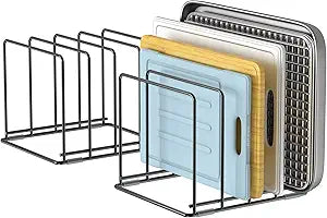 Kitchen Organizer Rack - 4-Slot Heavy-Duty Holder for Cutting Boards,Cookware Rust-Resistant, Space-Saving Design with Non-Slip Feet for Countertop and Cabinet Storage (2 Pack)