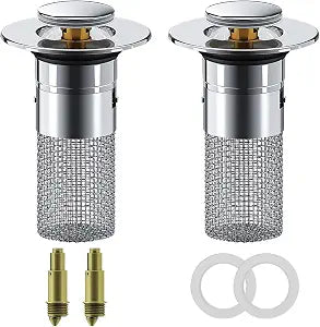 2PCS Stainless Steel Floor Drain Filter for Bathroom Sink, Sink Pop Up Drain Stopper