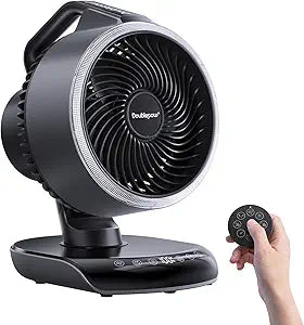 Doublepow Bedroom Fan,9 Inch Portable Desktop Fan, Silent Air Circulation Fan, 5-Speed 10/20H, 1-8H Timer, 120┬░ Swing and 60┬░ Vertical, Built-in Negative Ion Purification,for Home Offices Dormitories