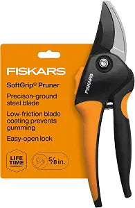 Fiskars SoftGrip Bypass Pruning Shears, 5/8" Cut Capacity Garden Clippers