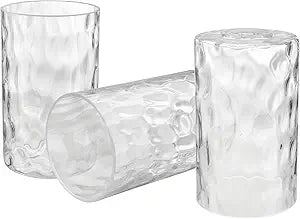 Aspen Creative 23527-63-3, Clear Hammered Glass Shade For Lighting Fixture/Vanity Light/Wall Light/Pendant, Size: 3-3/4" D x 5-3/4" H, 3 Pack