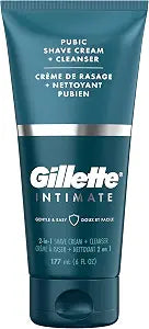 Gillette Intimate 2 in 1 Pubic Shave Cream + Cleanser, Gentle Formula, Formulated for Pubic Hair & Skin, with Aloe, Paraben Free (177 ml)