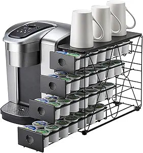 FlagShip K Cup Holder for Keurig Pod K Cup Storage 4 Tier K Cup Drawer Organizer for Counter (56 Pods Capacity)