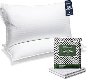 Beckham Hotel Collection King Size Pillows and Pillow Protectors - Sets of 2