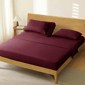 Manyshofu Burgundy Split Head King Sheet Sets, 4 Piece Adjustable King