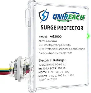 AG3000 HVAC Surge Protector, 120/240V AC, TPMOV Whole House Protection