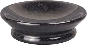 Creative Home Natural Black Marble Soap Dish, 5.1" Diam. x 1.5" H