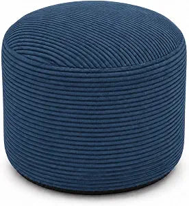 N&V Stuffed Pouf Ottoman for Bean Bag and Sofa, Soft Corduroy Cover Filled with High Density Foam Filling,19 X 17 Foot Rest,Prussia Blue