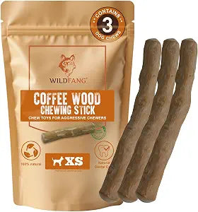 Wildfang Coffee Wood Dog Chew, XS Tough Chew Toys for Aggressive Chewers, Dog Teething Toys for Puppies, Training for Chewing Muscles, Coffee Tree Sticks for X-Small Dogs (Under 22 lbs), Pack of 3