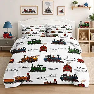 WeCozy Full Comforter Set, 3 Pieces Train Vintage Bedding, All Season