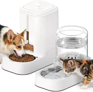 JUNSPOW Automatic Cat Water Dispenser with Stainless Steel Bowl, Dog Water Bowl Dispenser Adjustable Water Dispensing, Auto Pet Waterer for Cats and Dogs