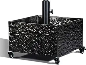 BAYN Heavy-Duty Metal Umbrella Base Stand with Wheels, 150lb Capacity Portable Fillable Planter for Patio, Outdoor, Garden, Poolside, Yard & Lawn